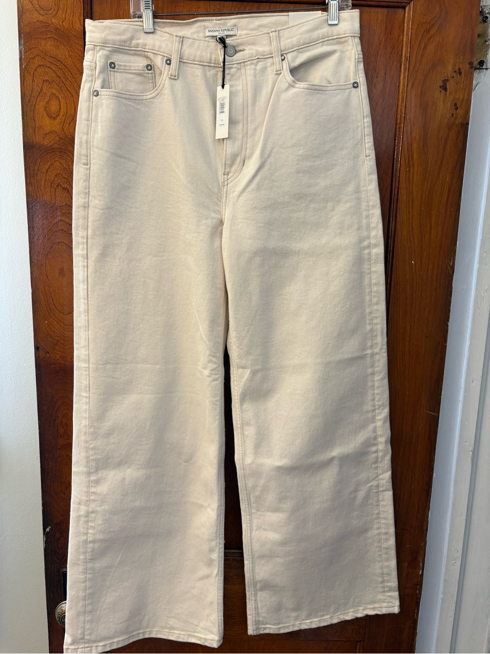 NWT Banana Republic Icon High Rise Wide-Leg Jeans in Soft Cream - Size 31
